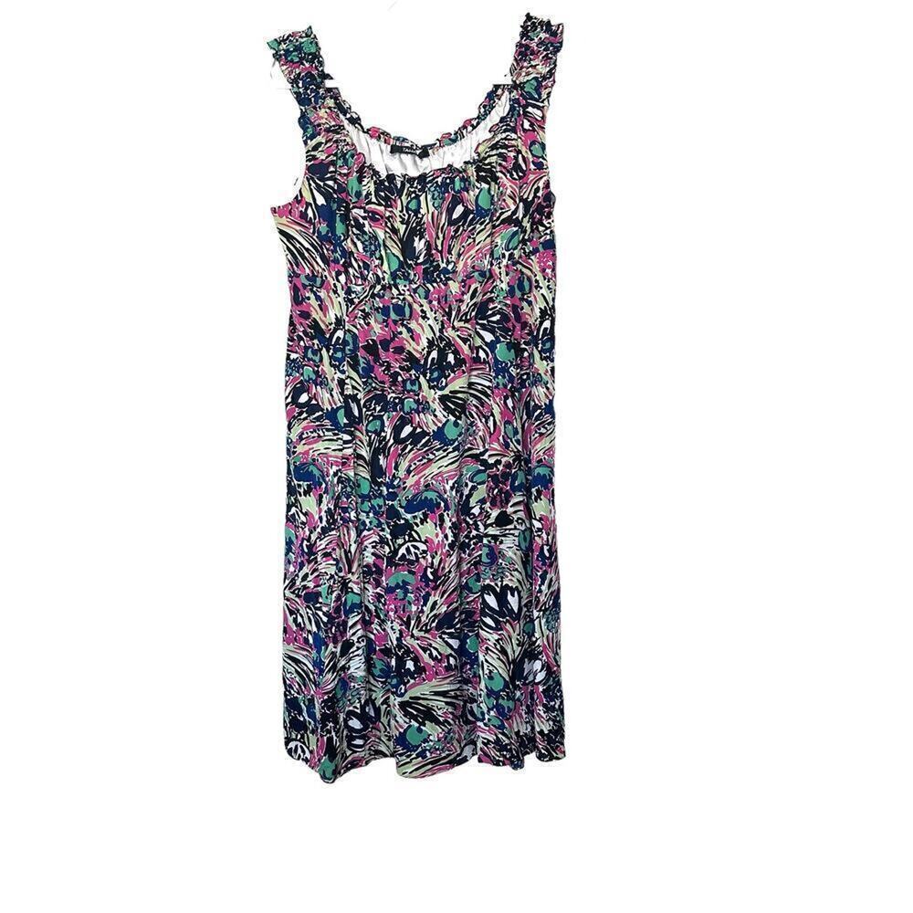 Tahari‎ Silk Sleeveless Midi Dress Women's L  Pink Multi Lightweight